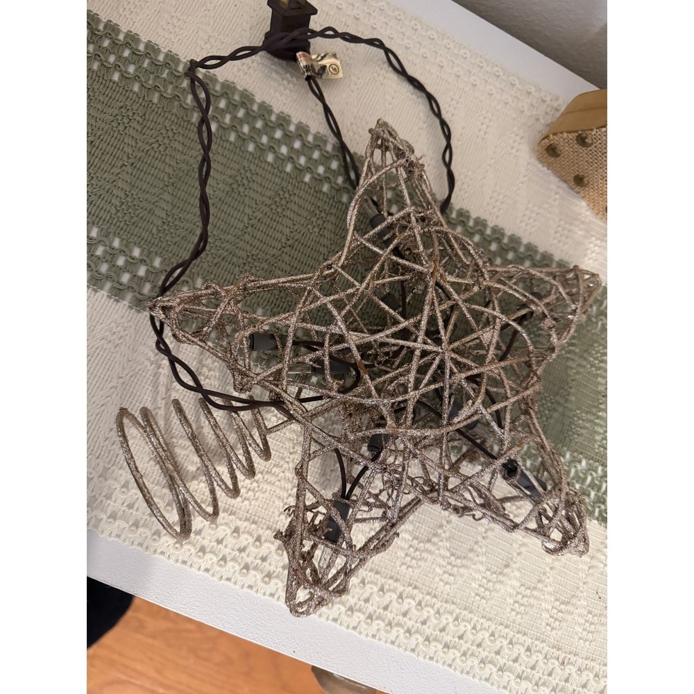 Glitter Star Christmas Tree Topper‎ Lights Spiral Base